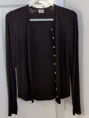 Wilfred Black Ribbed Crewneck Top